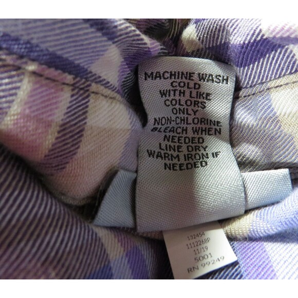 Catherines Purple Plaid Button Up Collared Shirt Plus Size 3X PETITE - Picture 8 of 8